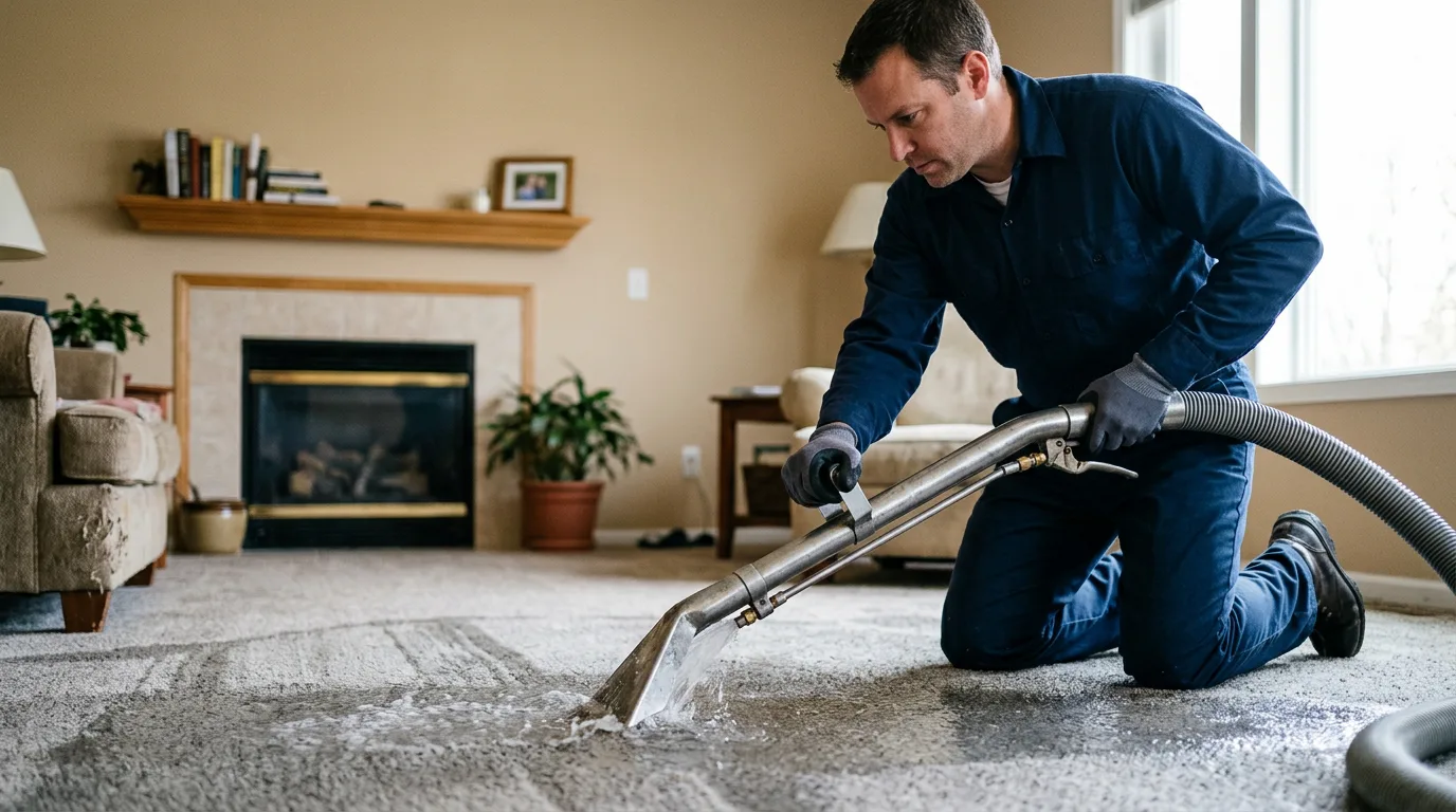 Water damage restoration technician working near Columbia, KY